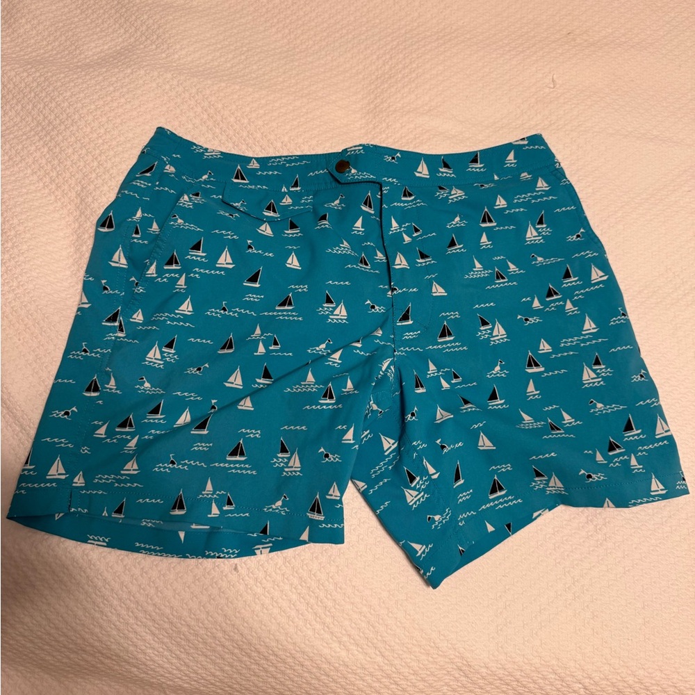 J .CREW Blue Sailboat Swim Sborts size 32